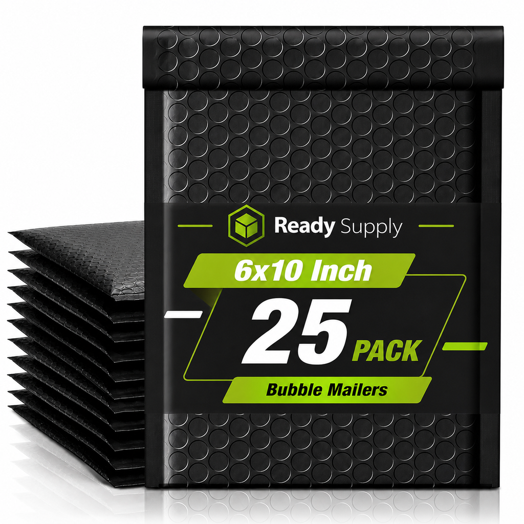 Black Bubble Mailers 6x10 | Self-Sealing, Poly, Waterproof, Tear Resistant