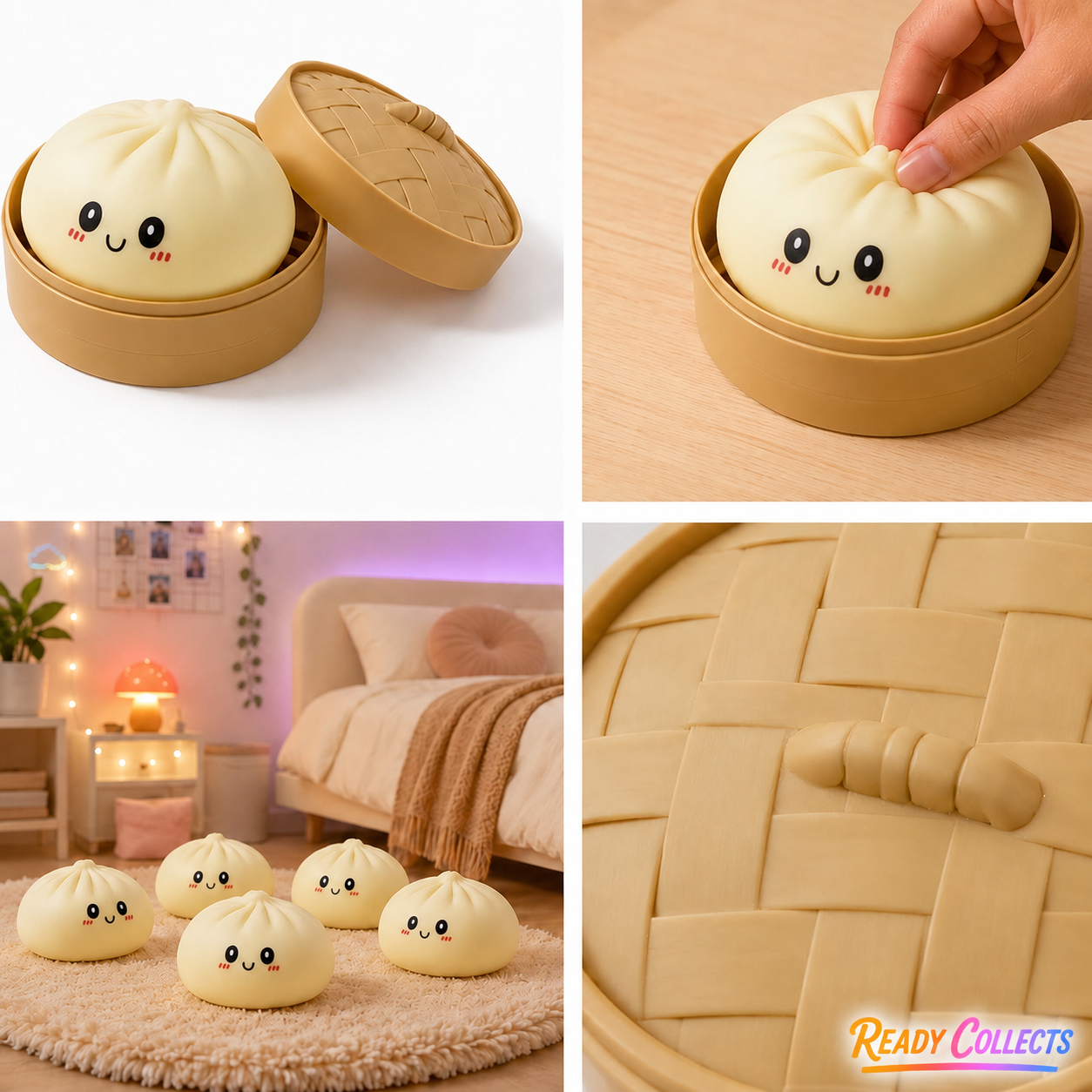 Ready Collects™ Mystery Squishy Dumpling | Sensory Toy, Fidget Toy, Stress Relief Squishy, Desk Toy, Surprise Collectible