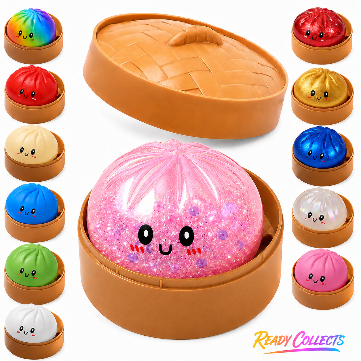 Ready Collects™ Mystery Squishy Dumpling | Sensory Toy, Fidget Toy, Stress Relief Squishy, Desk Toy, Surprise Collectible